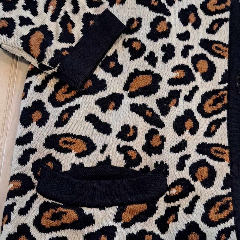 Casual Corner Vintage Cotton Blend Knit Leopard Print Button Cardigan Sweater - Picture 6 of 6